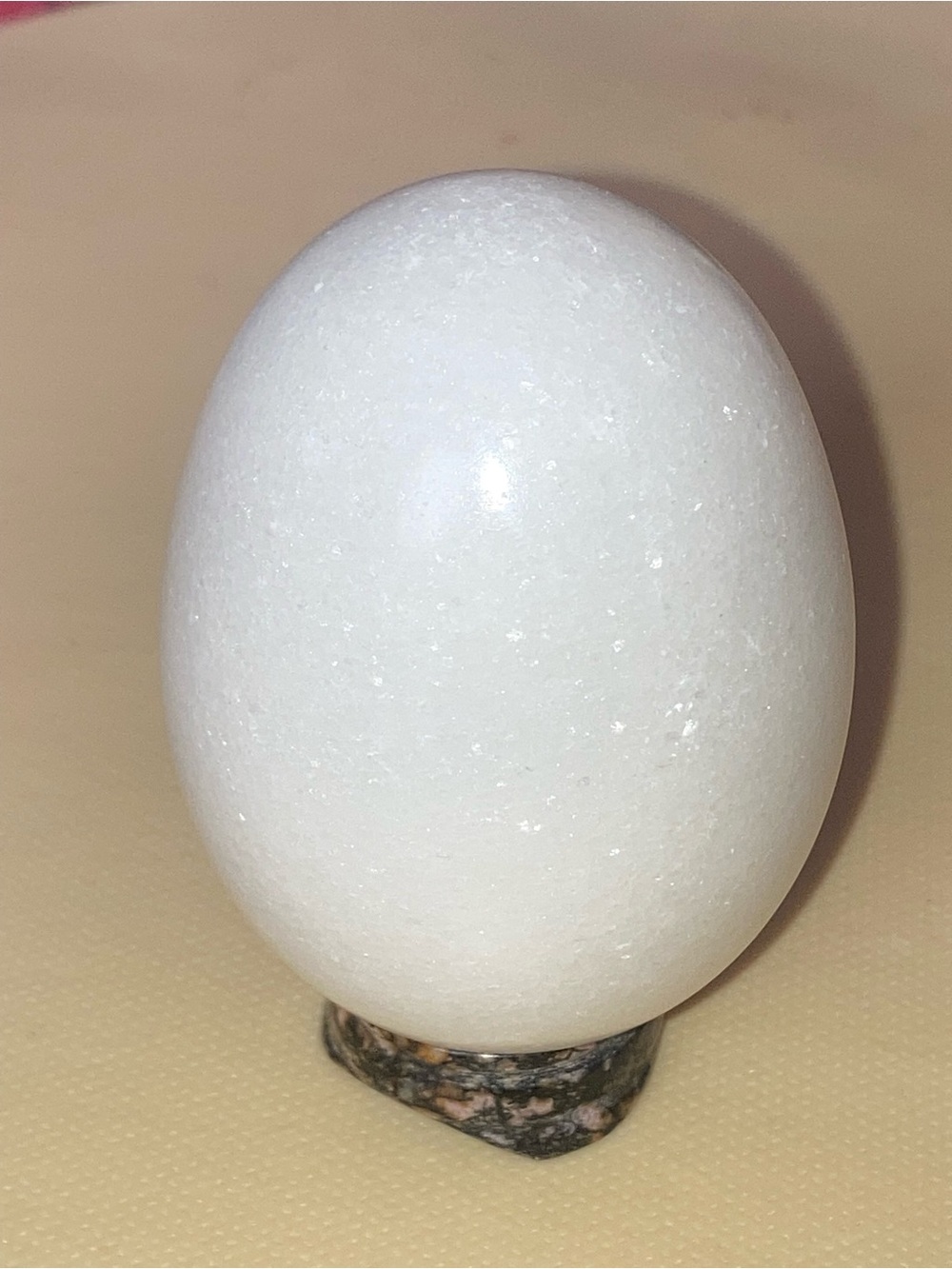 White Jade Decorative Stone Egg Sculpture - Home Art Accent - Picture 4 of 7